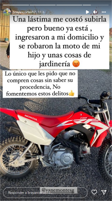 Brayan Cortés denunció que fue víctima de un robo en su casa