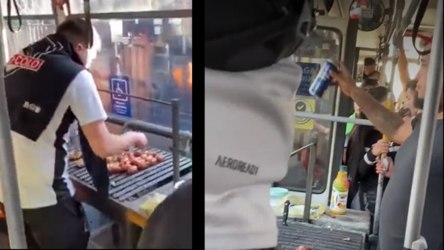 Hinchas de Colo Colo hicieron asado en una micro y se viralizaron