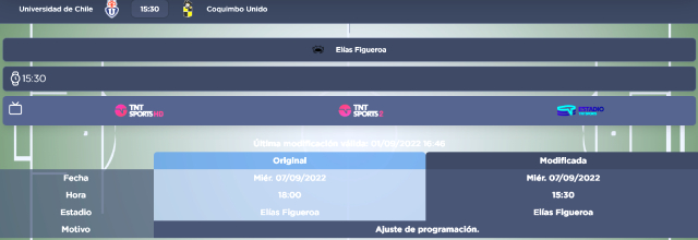 La ANFP notificó cambio de horario para crucial duelo de U. de Chile y Coquimbo Unido