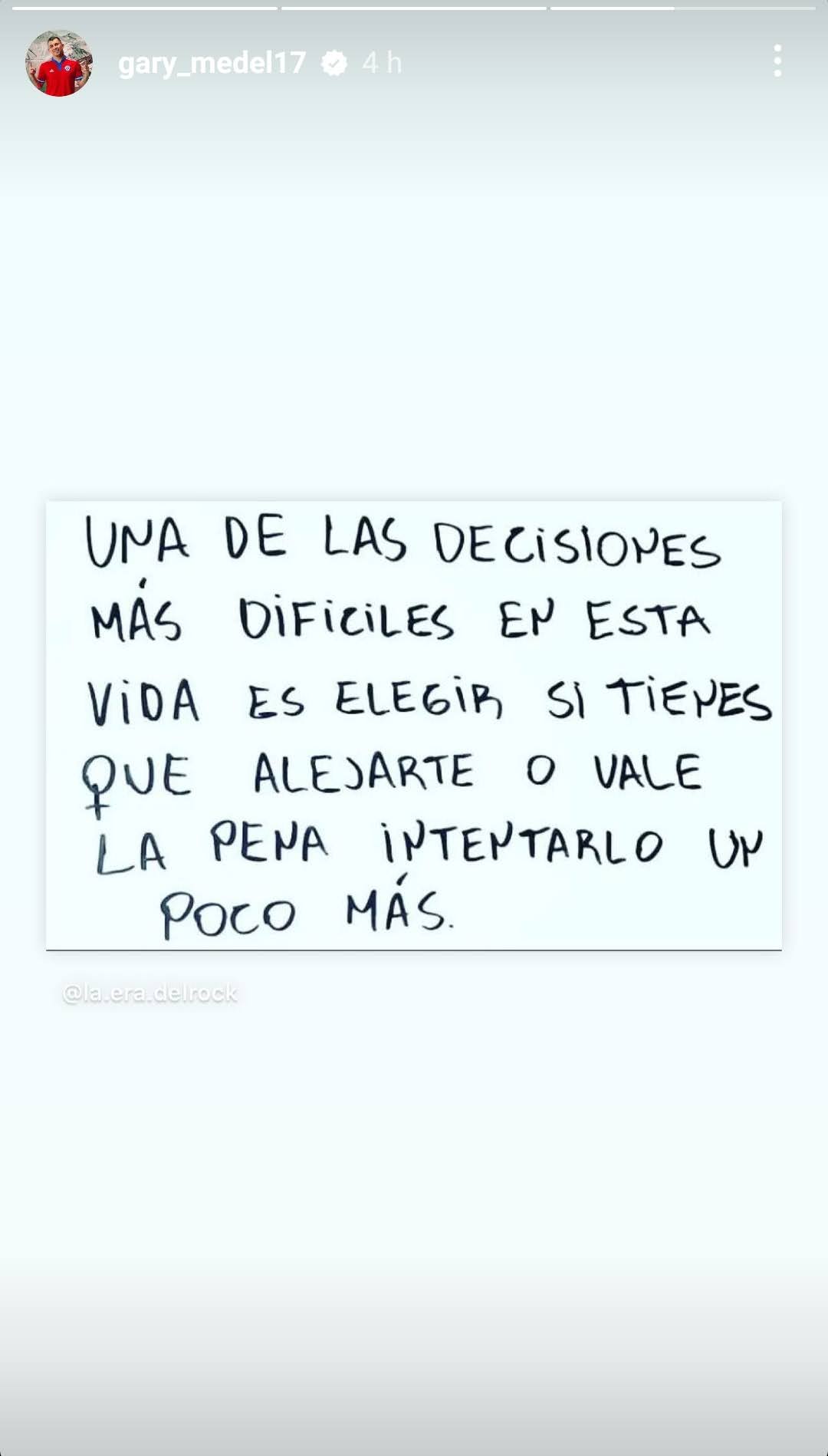 El enigmático y reflexivo mensaje de Gary Medel en redes sociales