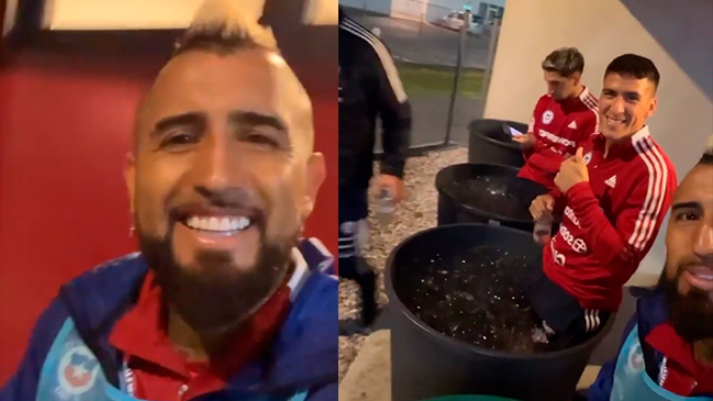 Vidal mostró su recuperación en hielo junto a Marcelino Núñez y Diego Valdés