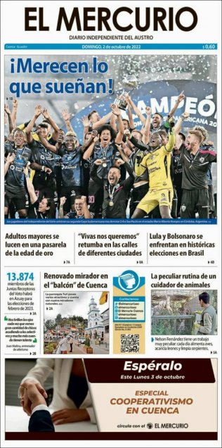 “Matagigantes”: Prensa ecuatoriana festejó triunfo del I. del Valle en la Copa Sudamericana