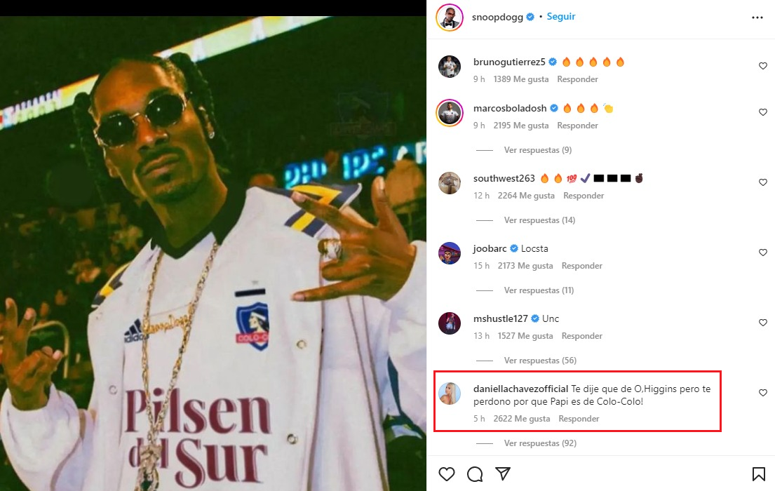 El “llamado de atención” de Daniella Chávez a Snoop Dogg por usar camiseta de Colo Colo