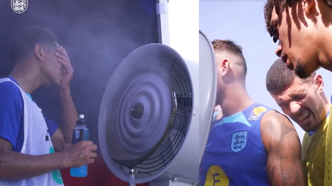 La selección inglesa recurrió a un ventilador para soportar las altas temperaturas en Qatar