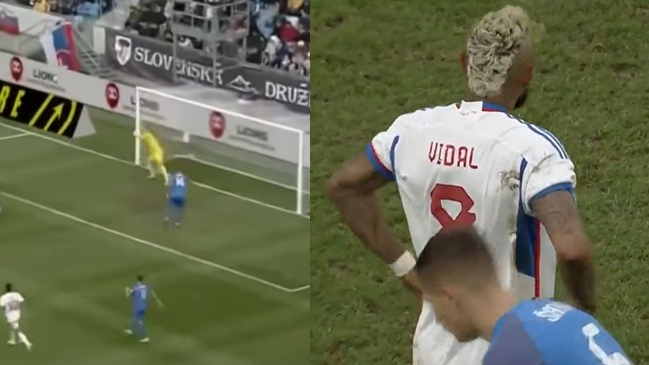 Arturo Vidal forzó una espectacular atajada y avisó dentro del área frente a Eslovaquia