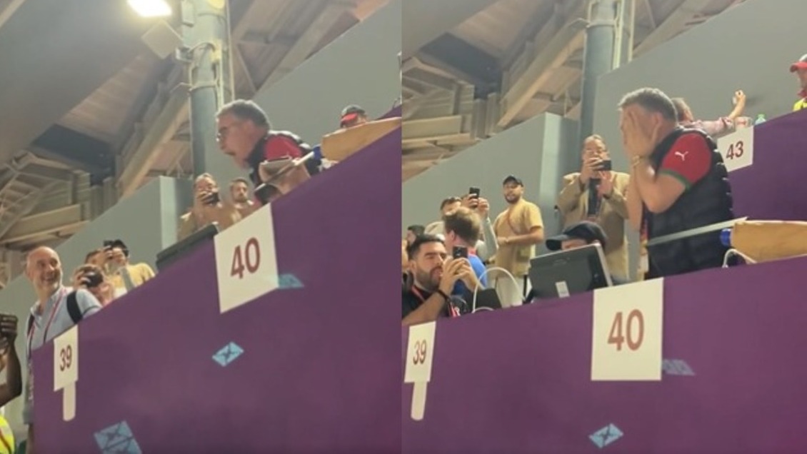 Reportero se robó las miradas tras efusiva celebración por triunfo de Marruecos