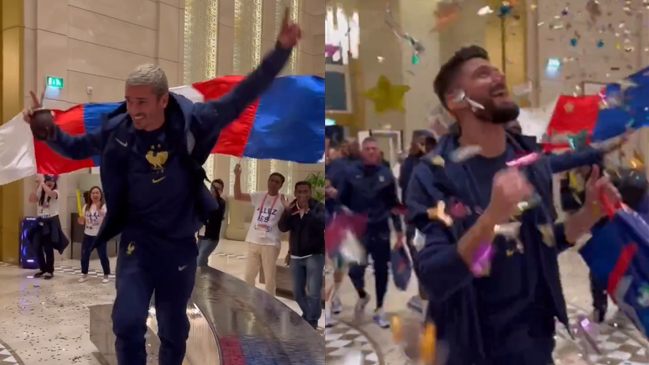 La fiesta francesa de regreso a su hotel tras clasificar a semifinales de Qatar 2022