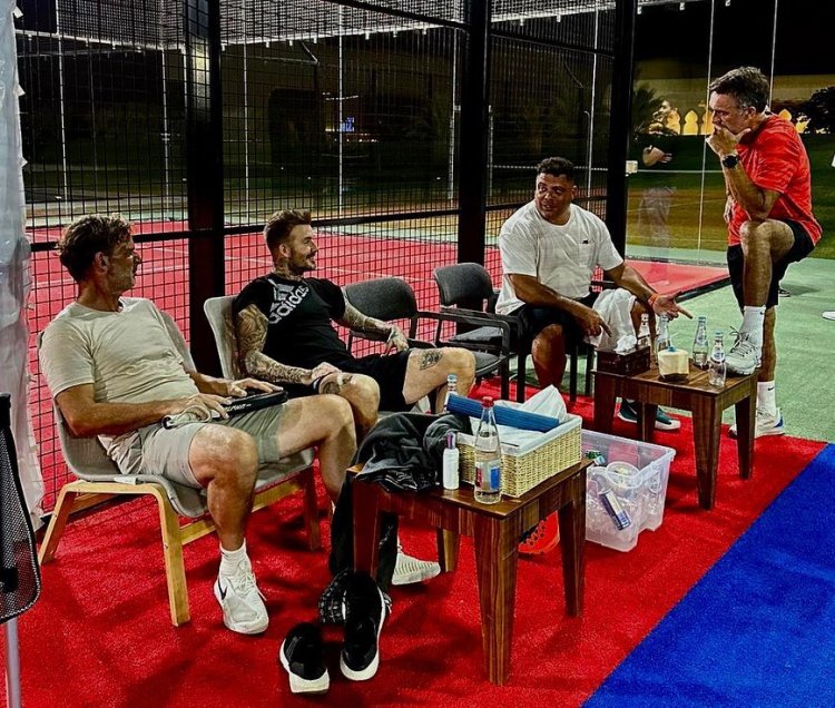 Constelación de estrellas: Beckham, Ronaldo y Batistuta se juntaron a jugar pádel