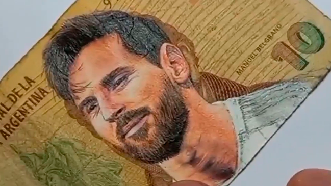 Artista llevó a Lionel Messi a un billete de diez pesos argentinos