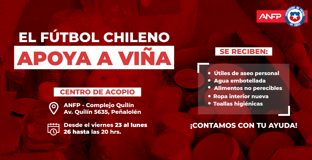 “El fútbol chileno apoya a Viña”: Sede de la ANFP servirá como centro de acopio