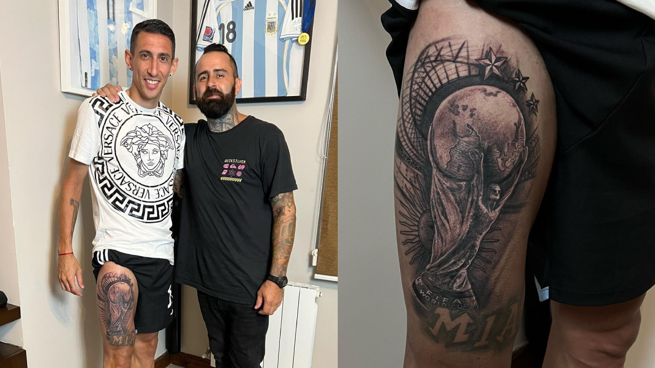 Di María fue el primer campeón de Qatar 2022 en tatuarse la Copa del Mundo