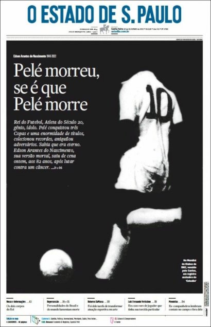 “Pelé eterno”: La muerte del Rey se tomó las portadas de los diarios brasileños