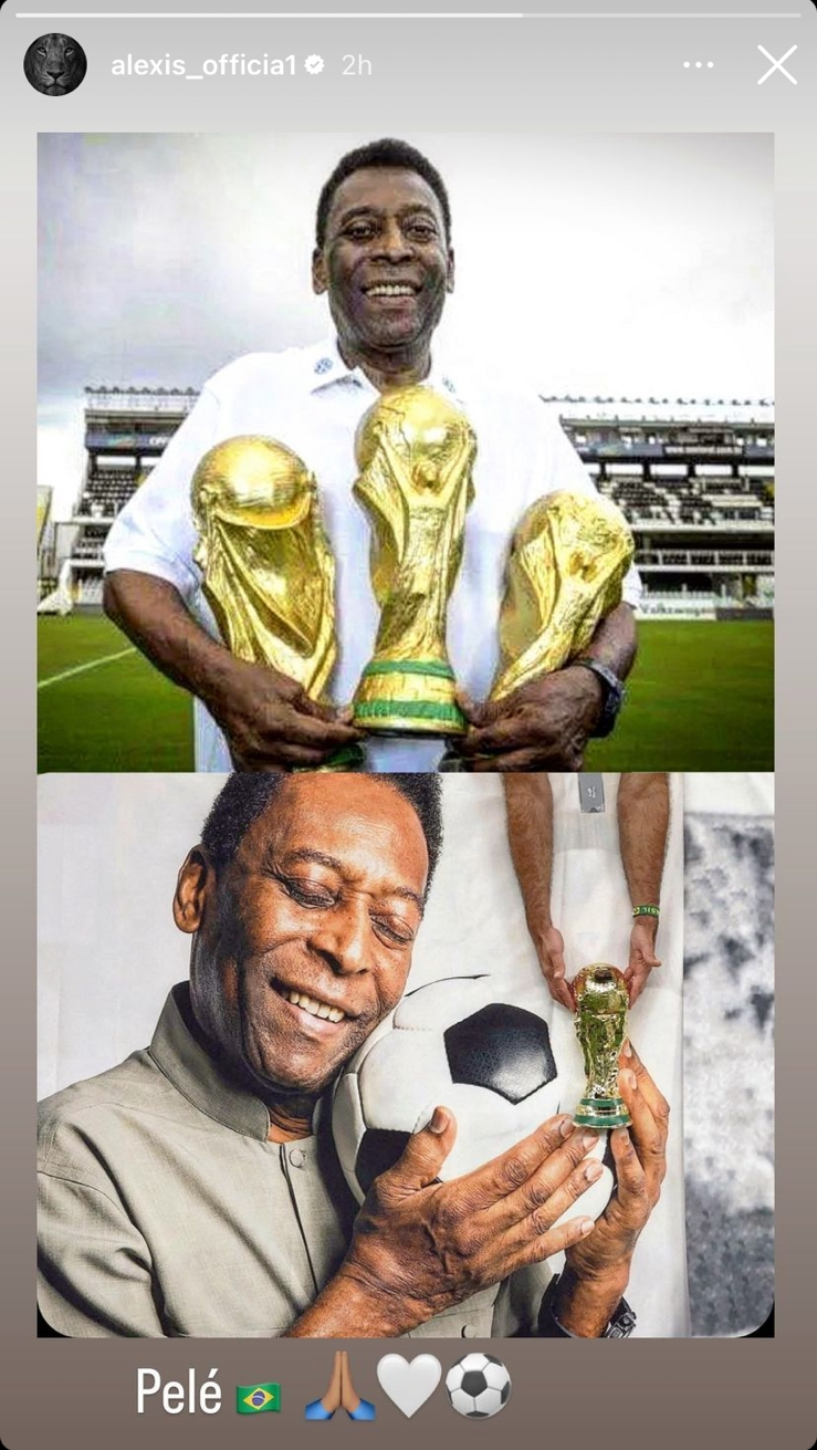 Así reaccionó Alexis Sánchez al fallecimiento de Pelé