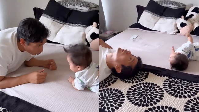 Pura ternura: Matías Fernández se robó las miradas tras jugar con su hijo