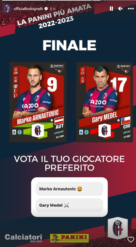 Gary Medel compite por ser la lámina más querida de los hinchas de Bologna