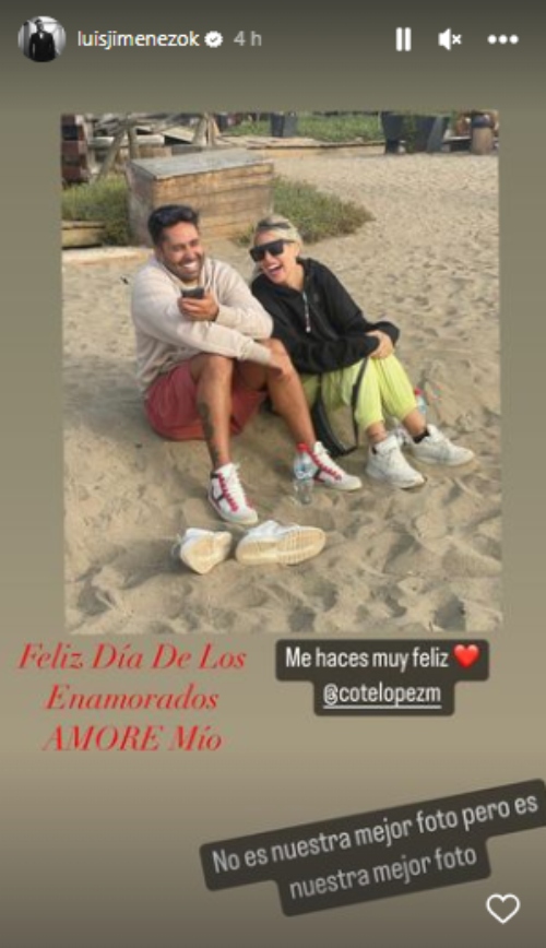 El romántico mensaje que le dedicó Luis Jiménez a Cote López en San Valentín