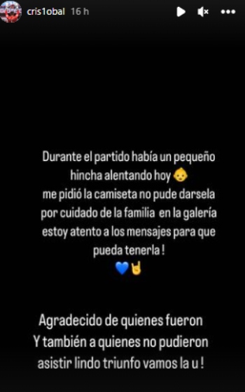 Cristóbal Campos busca a hincha de la U que le pidió la camiseta en El Teniente