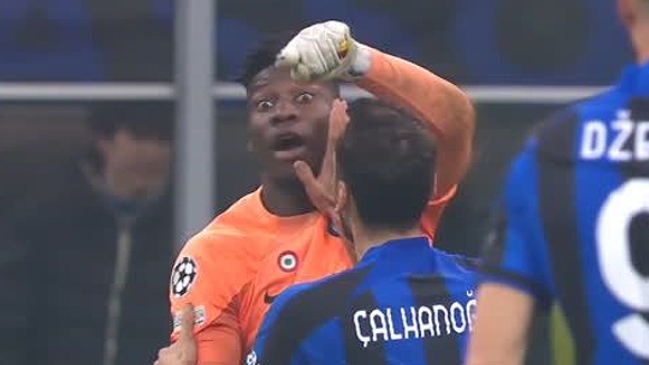 La fuerte discusión que protagonizaron Onana y Dzeko en el triunfo de Inter en Champions