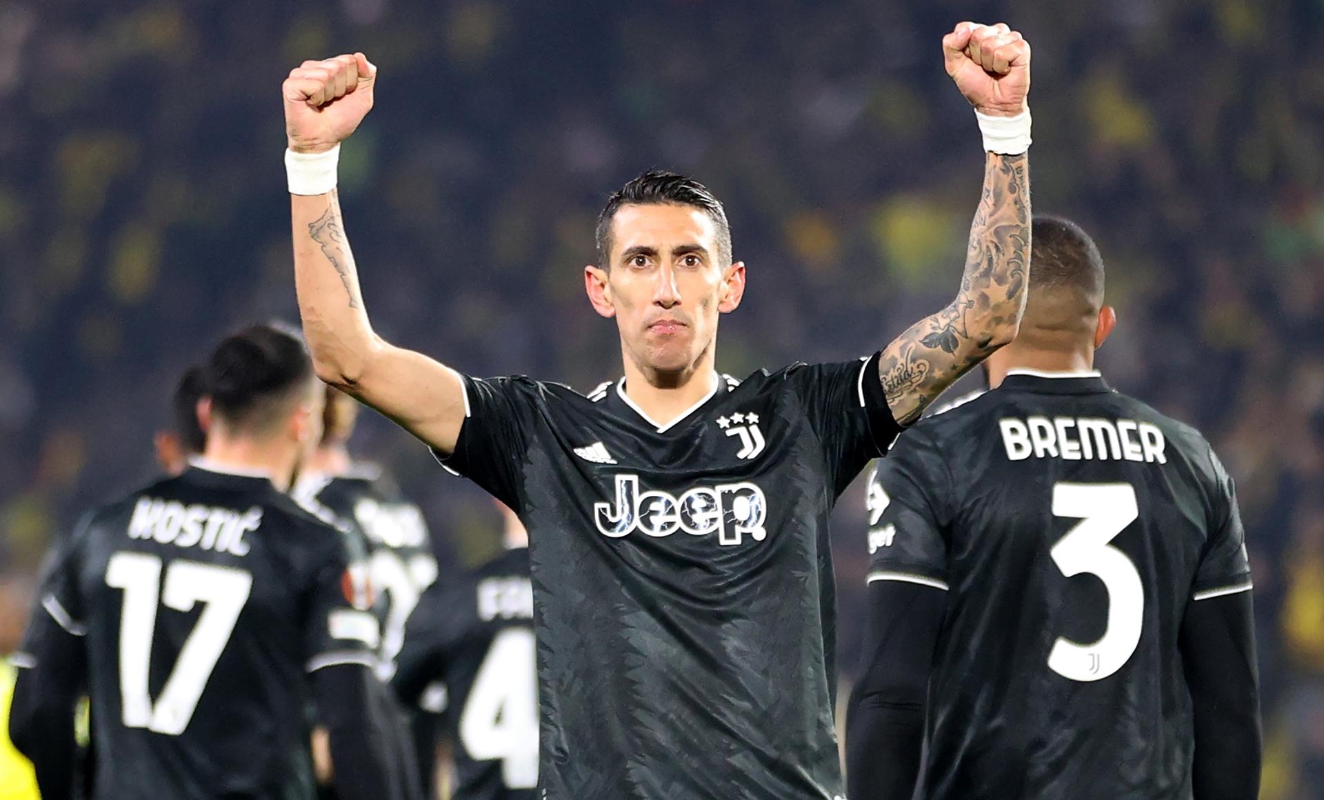 Juventus eliminó a Nantes en la Europa League con un brillante triplete de Angel Di María