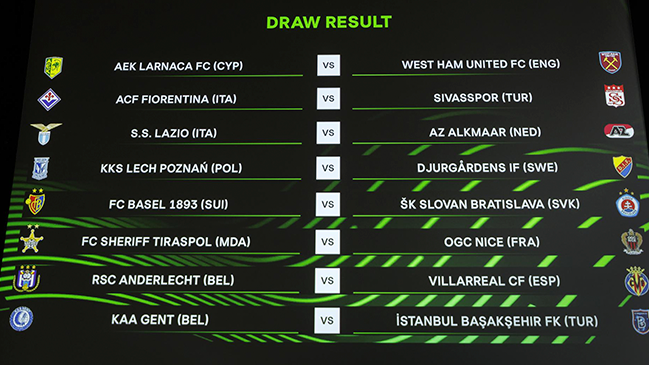 Estos son los emparejamientos de octavos de final de la Conference League