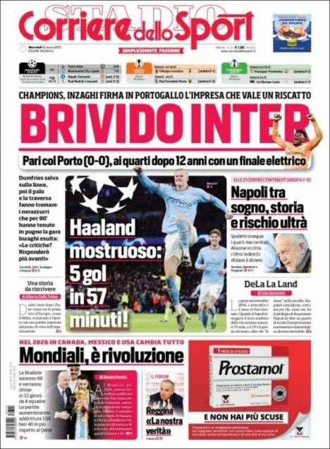 Prensa europea deliró con los cinco goles de Haaland en la Champions