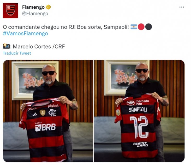 “¡El Comandante está en Río de Janeiro!”: Flamengo celebró llegada de Sampaoli a Brasil
