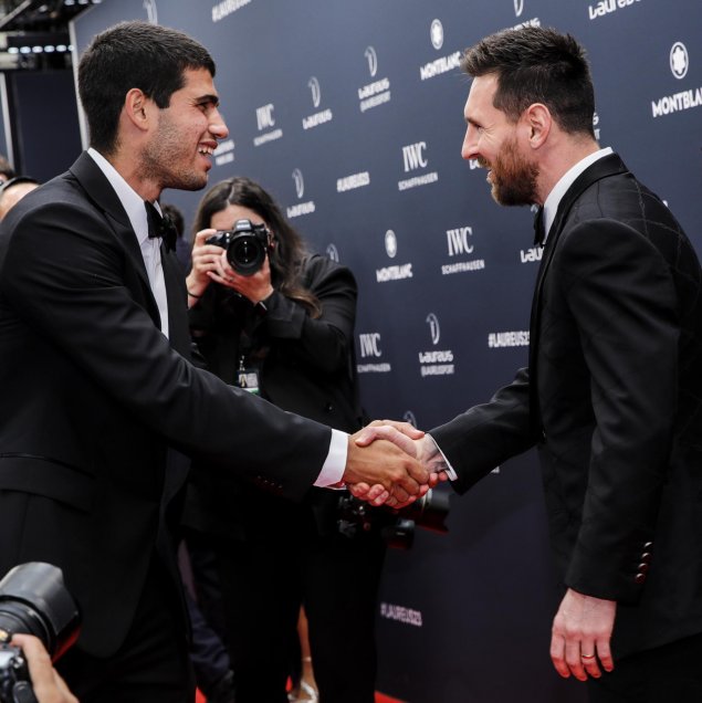 Lionel Messi y Carlos Alcaraz compartieron en la ceremonia de premios Laureus