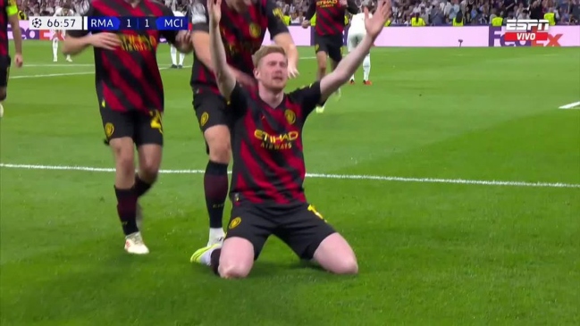 [VIDEO] De Bruyne aprovechó un error de Camavinga y anotó el empate de Manchester City