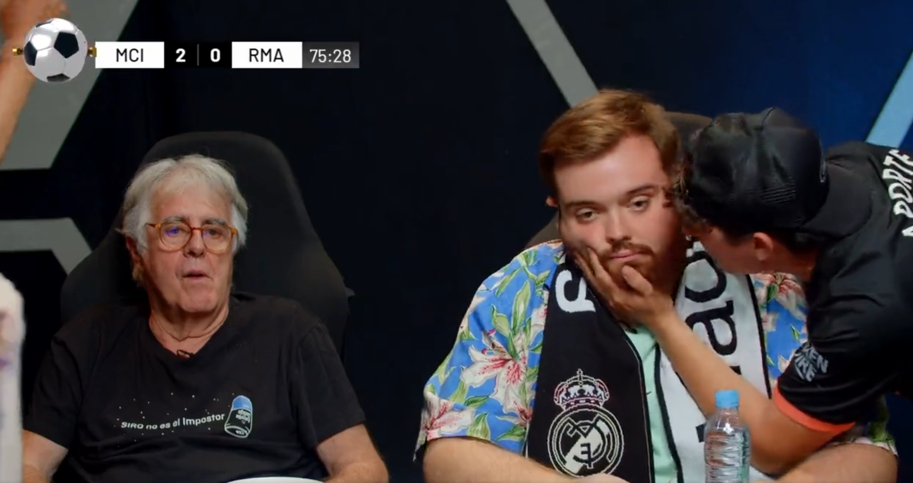 El “burlesco beso” que recibió Ibai Llanos en la victoria de Manchester City sobre Real Madrid