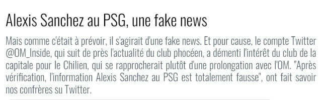 Rumor y fake news: Así calificaron en Francia el supuesto interés de PSG en Alexis