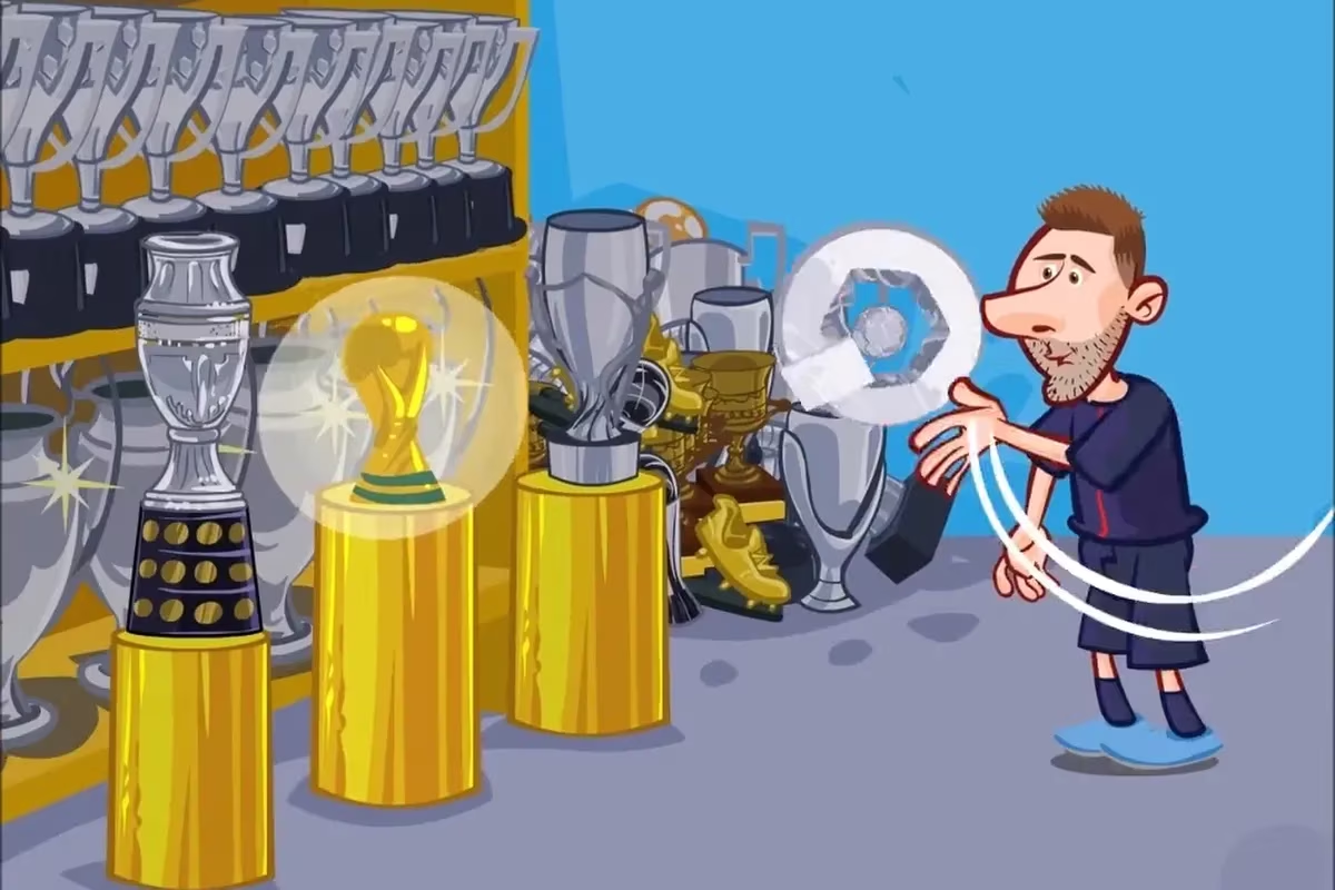 El notable dibujo animado sobre el Messi y su colección de títulos tras ser campeón con PSG