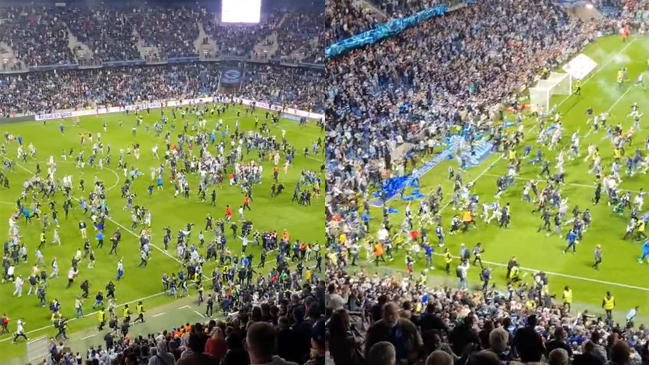 ¡Increíble! Hinchas de Le Havre invadieron la cancha para festejar su ascenso con el partido aún en marcha