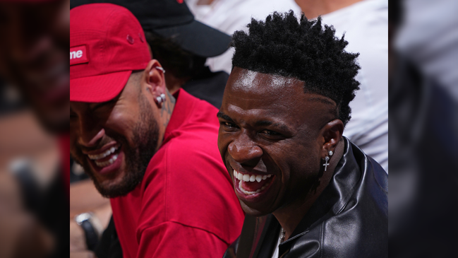 ¿Y Messi? Neymar y Vinicius vieron junto a Ozuna y J Balvin la final de la NBA entre Miami y Denver