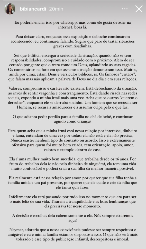 Cuñada de Neymar lo criticó por su infidelidad: Lo tratan como un Dios aplaudiendo sus cagadas