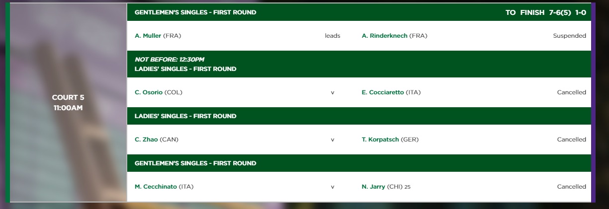 Wimbledon suspendió el estreno de Nicolás Jarry