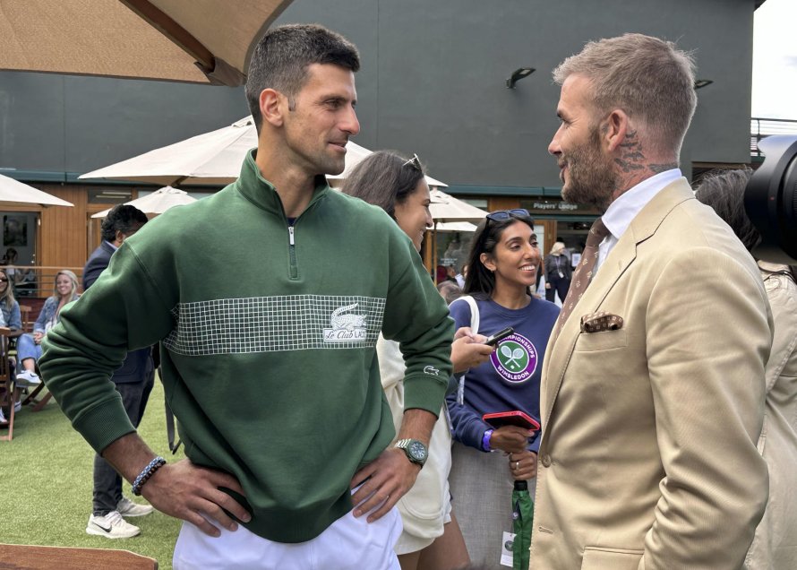 David Beckham compartió con Roger Federer y Novak Djokovic en Wimbledon