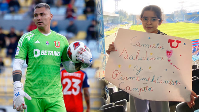 El noble gesto de Cristóbal Campos con pequeña hincha luego del triunfo de la U ante Huachipato