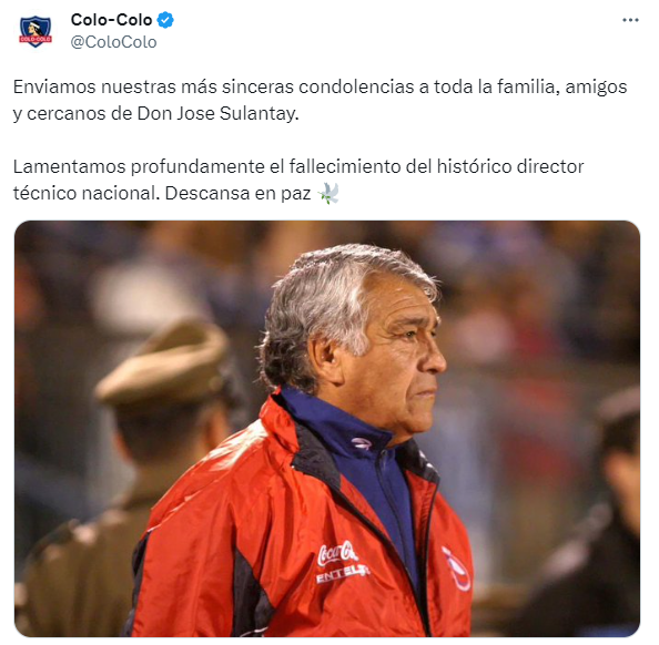 Clubes del fútbol chileno se unieron con mensajes de condolencias por deceso de José Sulantay