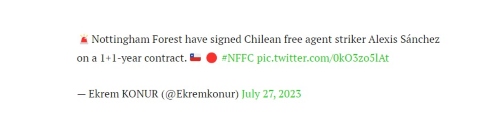 ¿Alexis Sánchez fichó por el histórico Nottingham Forest?