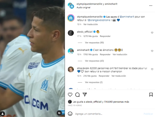 El gesto de Alexis Sánchez en Instagram que provocó la reacción de los hinchas de Olympique