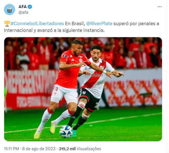 Fail: La AFA anunció a River como ganador del partido con Inter antes del final de los penales