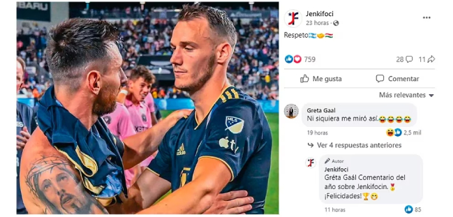 Esposa de un futbolista reaccionó con hilarante comentario por foto con Messi: “Nunca me miró así”