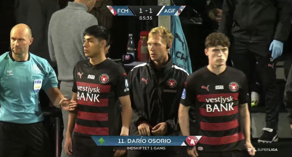 Darío Osorio tuvo su debut en Midtjylland en la liga de Dinamarca