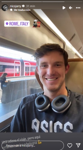 “Una odisea”: Un sonriente Nicolás Jarry compartió una imagen de su viaje a Bolonia