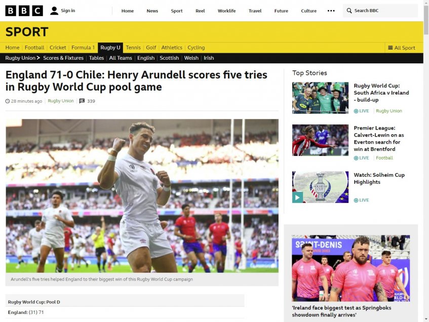 La prensa inglesa disfrutó el triunfo sobre Chile en el Mundial de Rugby