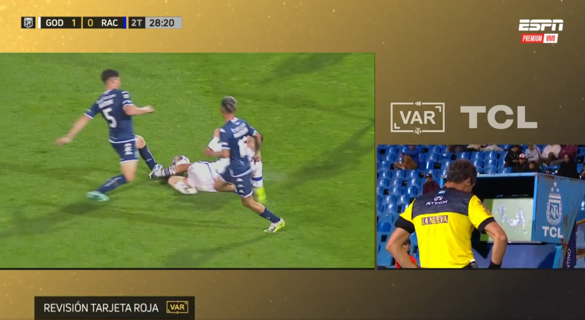 Thomás Galdames fue expulsado por fuerte planchazo en duelo de Godoy Cruz y Racing