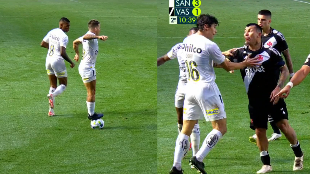 ¡Furioso! Medel fue expulsado tras provocación de Soteldo en caída de Vasco ante Santos