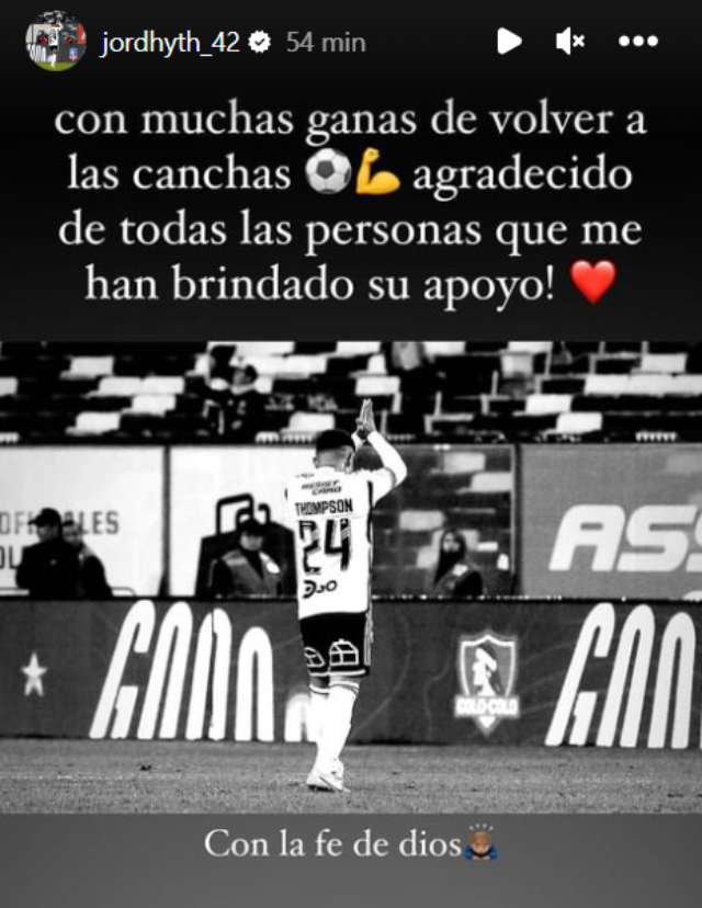 Jordhy Thompson reapareció en redes sociales: “Con ganas de volver a las canchas”