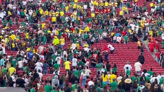 Hinchas se trenzaron a golpes en las tribunas en amistoso de México y Colombia