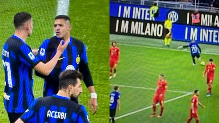 La evidente molestia de Alexis en los pocos minutos que tuvo en cancha ante Lecce